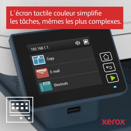 Xerox B235 copie/impression/numérisation/télécopie recto verso sans fil A4, 34 ppm, PS3 PCL5e/6, chargeur automatique de documents, 2 magasins, total 251 feuilles