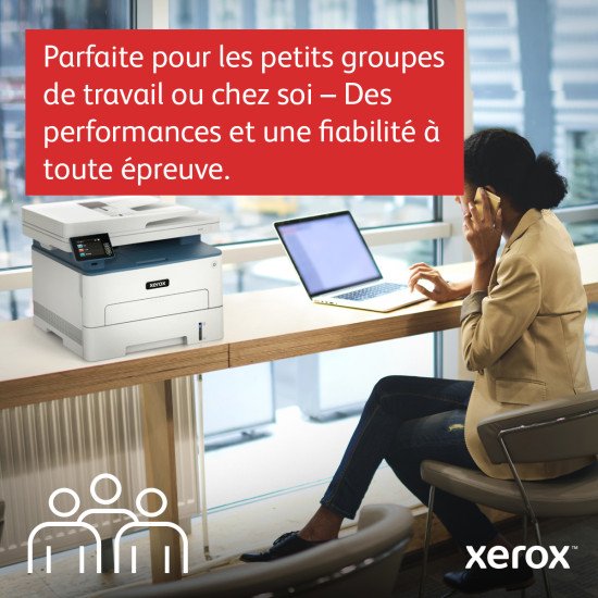 Xerox B235 copie/impression/numérisation/télécopie recto verso sans fil A4, 34 ppm, PS3 PCL5e/6, chargeur automatique de documents, 2 magasins, total 251 feuilles