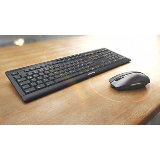 CHERRY Stream Desktop Recharge clavier RF sans fil QWERTZ DE Noir