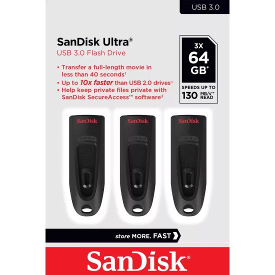 SanDisk Ultra lecteur USB flash 64 Go USB Type-A 3.0 Noir