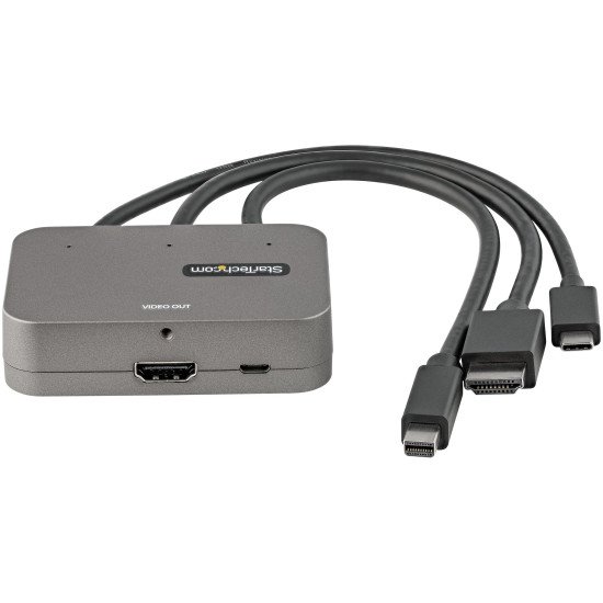 StarTech.com Adaptateur MultiPorts 3-en-1 vers HDMI - Convertisseur USB-C 4K 60Hz, HDMI ou Mini DisplayPort vers HDMI pour Salles de Conférences - Adaptateur Digital AV Video pour Écrans/Affichages HDMI