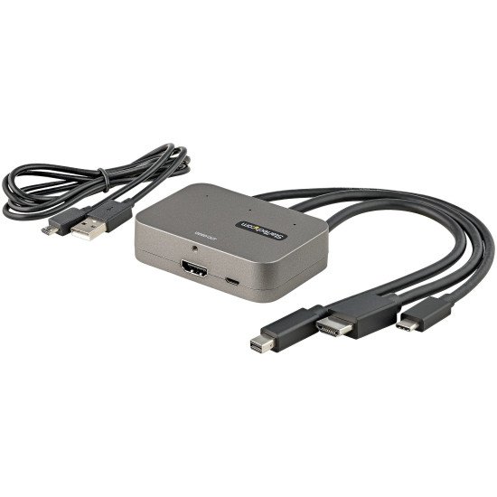 StarTech.com Adaptateur MultiPorts 3-en-1 vers HDMI - Convertisseur USB-C 4K 60Hz, HDMI ou Mini DisplayPort vers HDMI pour Salles de Conférences - Adaptateur Digital AV Video pour Écrans/Affichages HDMI