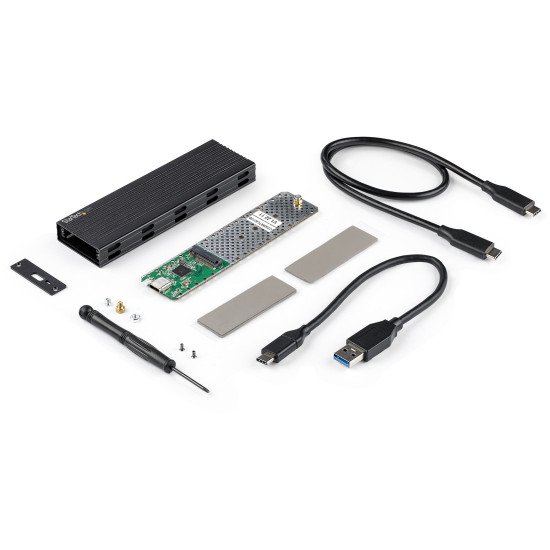 StarTech.com Boitier USB-C 10Gbps vers M.2 NVMe ou M.2 SATA SSD - Boitier Aluminium Externe Portable M.2 PCIe/SATA NGFF SSD - Câbles Hôte USB Type-C & USB-A - Compatible 2230/2242/2260/2280