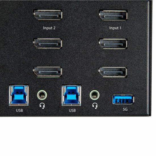 StarTech.com Commutateur KVM DisplayPort 2 Ports pour 3 Moniteurs - 4K 60Hz UHD HDR - KVM de Bureau DP 1.2 avec Hub USB 3.0 2 ports (5Gbps) et 4 Ports USB 2.0 HID, Audio - Commutation par Touches - TAA