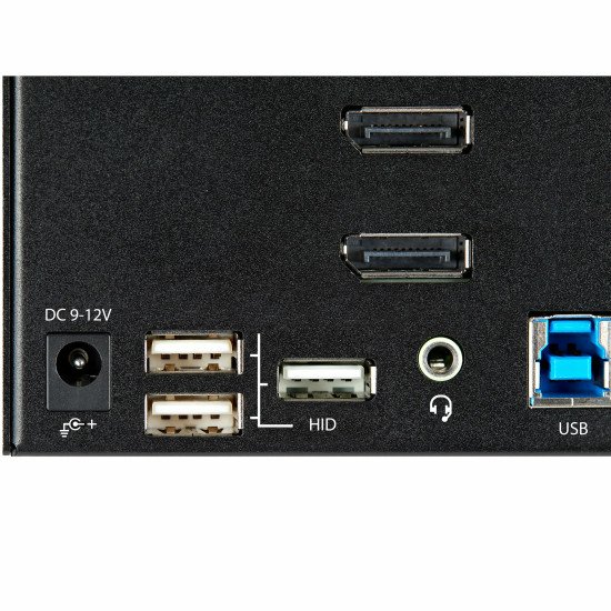 StarTech.com Commutateur KVM DisplayPort 2 Ports pour 3 Moniteurs - 4K 60Hz UHD HDR - KVM de Bureau DP 1.2 avec Hub USB 3.0 2 ports (5Gbps) et 4 Ports USB 2.0 HID, Audio - Commutation par Touches - TAA