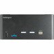 StarTech.com Commutateur KVM DisplayPort 2 Ports pour 3 Moniteurs - 4K 60Hz UHD HDR - KVM de Bureau DP 1.2 avec Hub USB 3.0 2 ports (5Gbps) et 4 Ports USB 2.0 HID, Audio - Commutation par Touches - TAA
