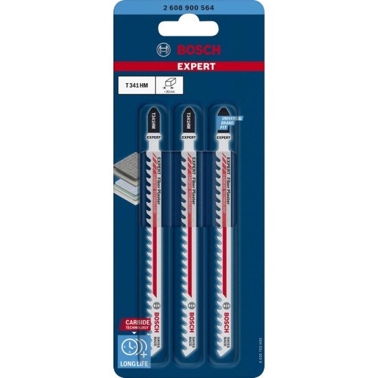 Bosch Expert T 341 HM Lames de scie sauteuse Carbone 3 pièce(s)