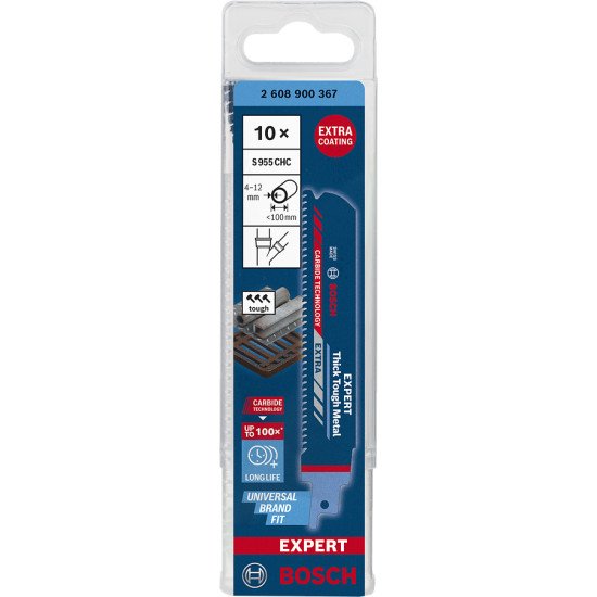 Bosch 2 608 900 367 Lame de scie sauteuse, à chantourner et sabre Lames de scie sabre Carbone 10 pièce(s)