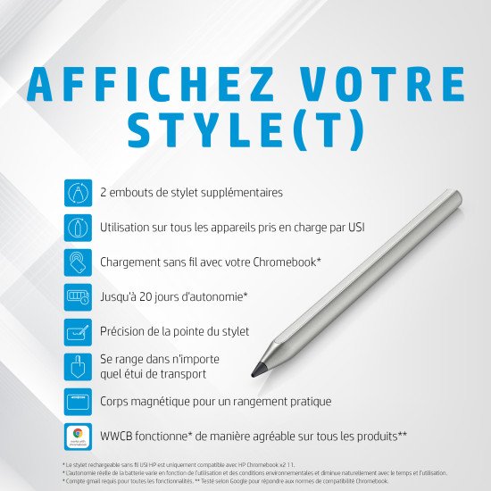 HP Stylet USI rechargeable sans fil