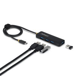 StarTech.com Hub USB-C à 4 Ports, 5 Gbps, Alimenté par Bus, Mini-Hub USB-C vers 4x USB-A, Câble Hôte Extra Long de 61 cm, Plastique PCR, Hub USB Portable pour Ordinateur de Bureau/Portable