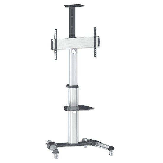 Manhattan Chariot pour TV/moniteurs, écrans 37"–65", Compatibilité VESA : de 200x200 à 600x400 mm (vérifiez les dimensions des quatre trous de fixation à l'arrière), charge max. 50 kg, argent, LFD, support, garantie à vie