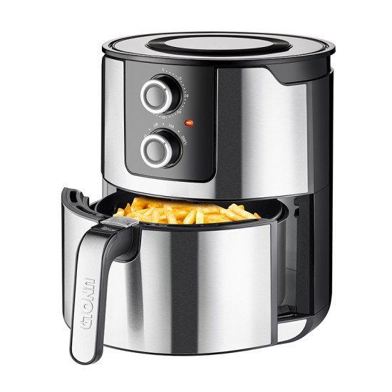 Unold 58655 friteuse Double 5 L 1400 W Friteuse d'air chaud Noir, Acier inoxydable