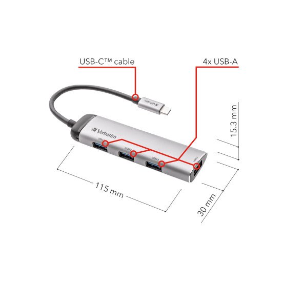 Verbatim Hub Multiports USB-C 4 ports USB 3.2 Gen 1