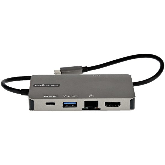 StarTech.com Adaptateur Multiports USB-C - USB-C vers HDMI 4K 30Hz ou VGA 1080p - Mini Dock USB Type-C avec Alimentation 100W Passthrough - Hub USB 3 Ports USB 5Gbps - GbE - Câble Intégré 30cm