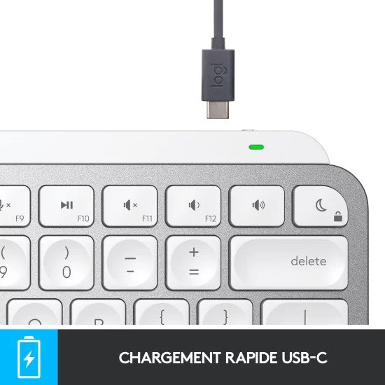 Logitech MX Keys Mini for Mac clavier RF sans fil + Bluetooth QWERTZ Allemand Argent, Blanc Logitech MX Keys Mini for Mac clavier RF sans fil + Bluetooth QWERTZ Allemand Argent, Blanc