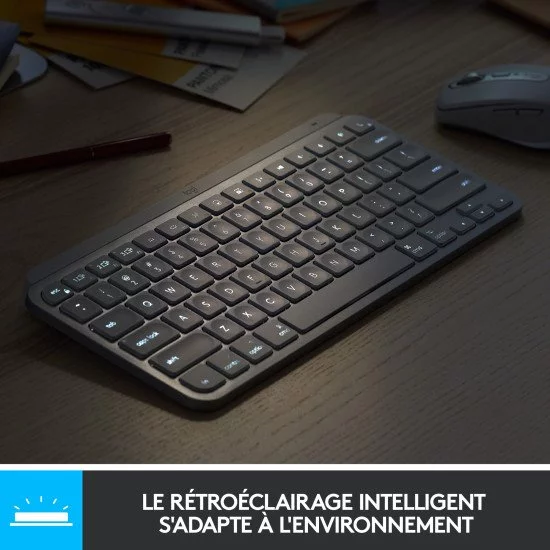 Logitech MX Keys Mini for Mac clavier RF sans fil + Bluetooth QWERTZ Allemand Argent, Blanc Logitech MX Keys Mini for Mac clavier RF sans fil + Bluetooth QWERTZ Allemand Argent, Blanc