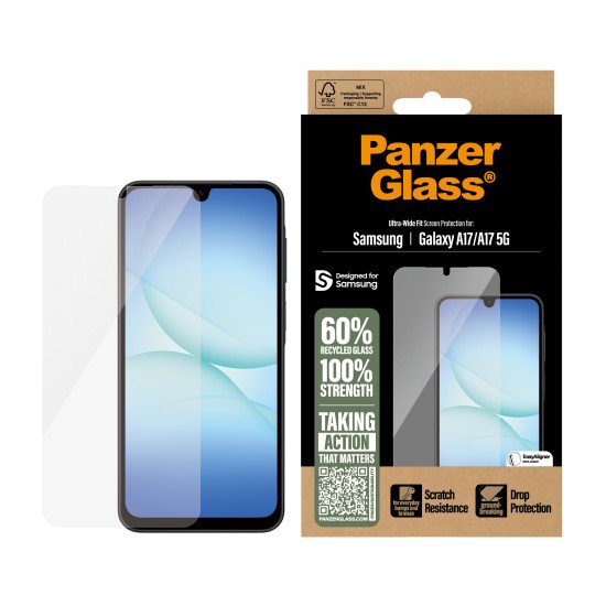 PanzerGlass ® Screen Protector Samsung Galaxy A17 | A17 5G | Ultra-Wide Fit w. EasyAligner Protection d'écran transparent 1 pièce(s)