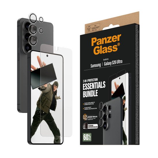 PanzerGlass ® Hoops® 2-in-1 Bundle Samsung Galaxy S26 Ultra | Ultra-Wide Fit Protection d'écran transparent 1 pièce(s)