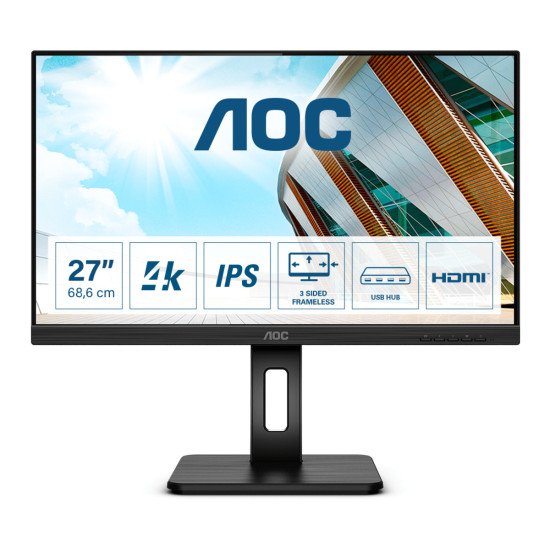 AOC U27P2CA écran plat de PC 68,6 cm (27") 3840 x 2160 pixels 4K Ultra HD LED Noir