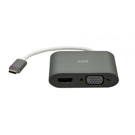 C2G Adaptateur multiport MST USB-C® vers HDMI® et VGA - 4K 30 Hz - Blanc