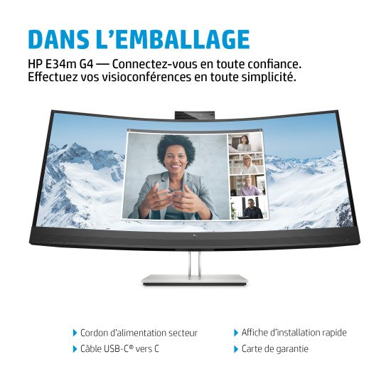 HP E34m G4 écran PC 34" 3440 x 1440 pixels Wide Quad HD Noir
