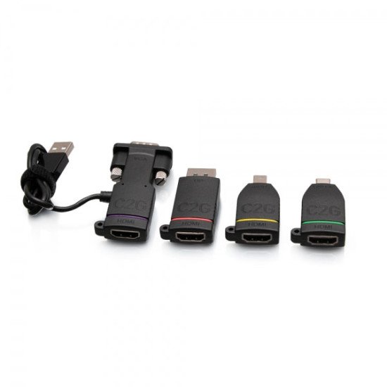 C2G Boucle d'adaptateurs 4K HDMI® universelle avec code couleur Mini DisplayPort™, DisplayPort, USB-C® et VGA C2G Boucle d'adaptateurs 4K HDMI® universelle avec code couleur Mini DisplayPort™, DisplayPort, USB-C® et VGA