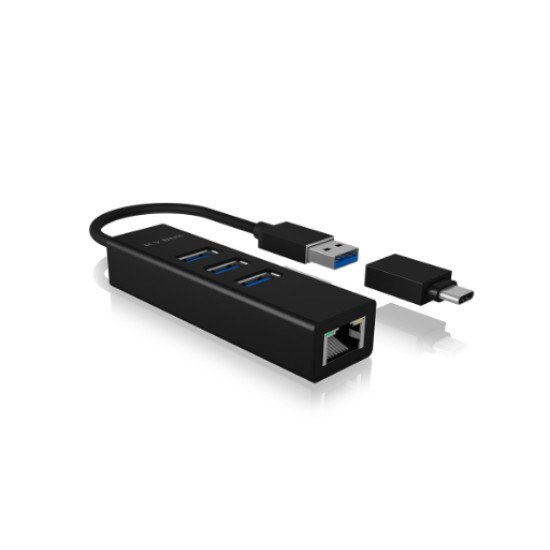 ICY BOX IB-HUB1419-LAN USB 3.2 Gen 1 (3.1 Gen 1) Type-A Noir