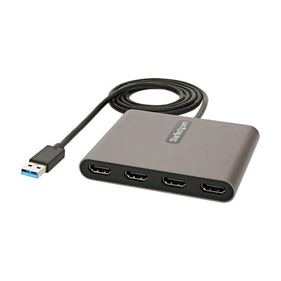 StarTech.com Adaptateur USB 3.0 vers 4x HDMI - Carte Vidéo & Graphique Externe - Convertisseur USB Type-A vers Quadruple Écran HDMI - 1080p 60Hz - Dongle Multi Écran USB A vers HDMI - Windows Uniquement