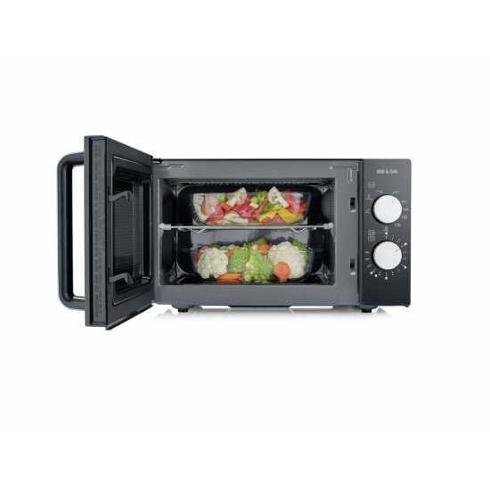 Severin MW 7762 micro-onde Comptoir Micro-ondes grill 20 L 800 W Noir, Acier inoxydable