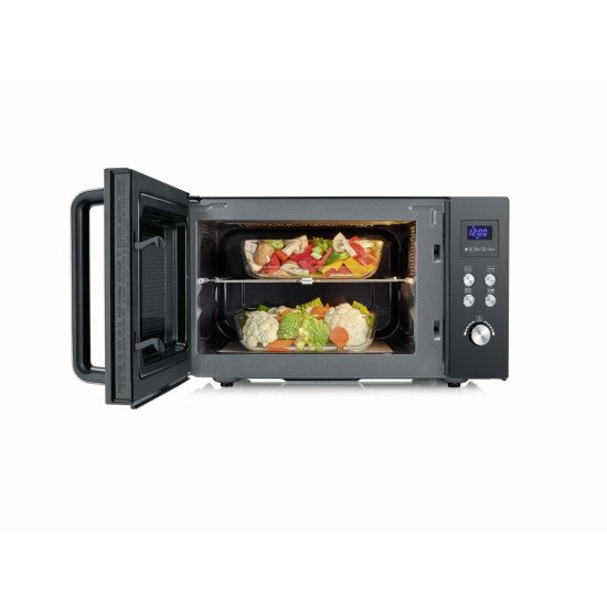 Severin MW 7763 micro-onde Comptoir Micro-ondes grill 25 L 900 W Noir, Acier inoxydable