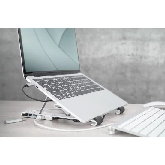 Digitus Support réglable pour ordinateur portable avec hub USB-C™ intégré, 5 ports Digitus Support réglable pour ordinateur portable avec hub USB-C™ intégré, 5 ports