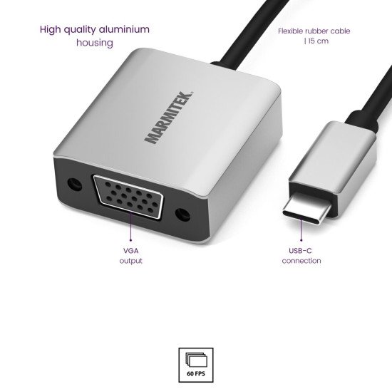 Marmitek Connect USB C vers VGA - Adaptateur USB-C vers VGA