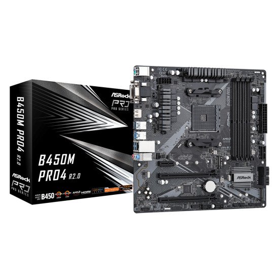 Asrock B450M Pro4 R2.0 AMD B450 Emplacement AM4 micro ATX