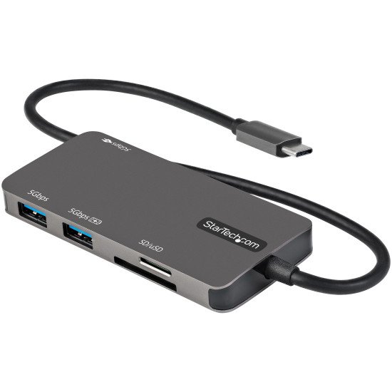 StarTech.com Adaptateur Multiport USB-C - USB Type C vers HDMI 4K, Alimentation 100W Passthrough, SD/MicroSD, Hub USB 3 Ports USB 3.0 - Mini Dock USB-C - Câble Intégré 30cm