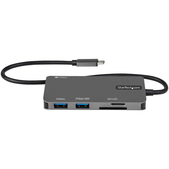 StarTech.com Adaptateur Multiport USB-C - USB Type C vers HDMI 4K, Alimentation 100W Passthrough, SD/MicroSD, Hub USB 3 Ports USB 3.0 - Mini Dock USB-C - Câble Intégré 30cm