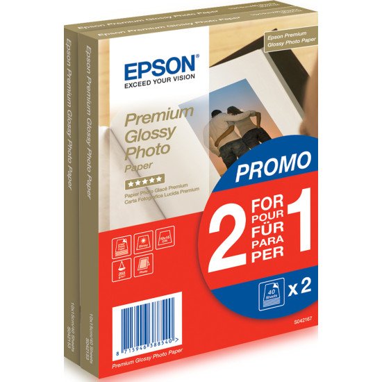 Epson Premium Glossy Photo Paper - 10x15cm - 2x 40 Feuilles