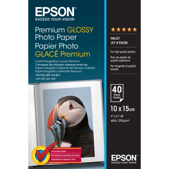 Epson Premium Glossy Photo Paper - 10x15cm - 40 Feuilles