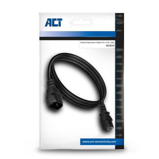 ACT AC3315 câble électrique Noir 1,8 m Coupleur C13 Coupleur C14