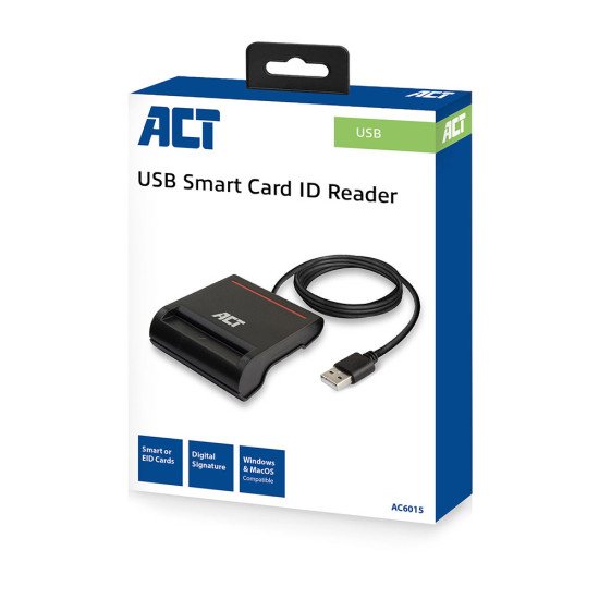 ACT AC6015 lecteur de cartes à puce Intérieure USB 2.0 Noir