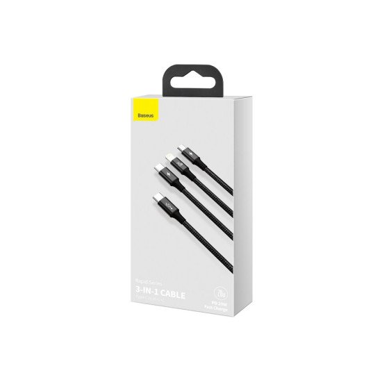 Baseus Rapid 3-in-1 câble USB 1,5 m USB A USB C/Micro USB A/Lightning Noir Baseus Rapid 3-in-1 câble USB 1,5 m USB A USB C/Micro USB A/Lightning Noir