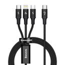 Baseus Rapid 3-in-1 câble USB 1,5 m USB A USB C/Micro USB A/Lightning Noir