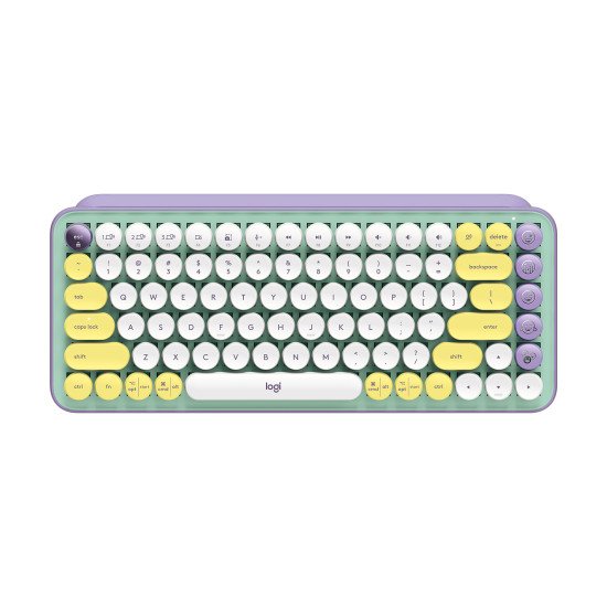 Logitech Pop Keys clavier RF sans fil + Bluetooth QWERTY US International Couleur menthe, Violet, Blanc, Jaune