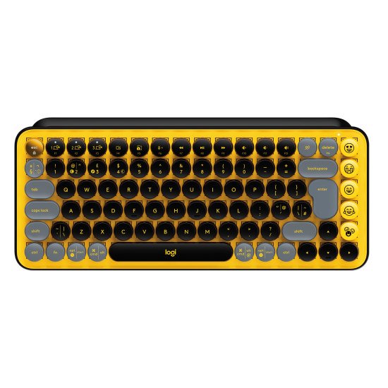 Logitech Pop Keys clavier RF sans fil + Bluetooth QWERTY US International Noir, Gris, Jaune