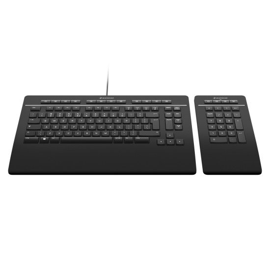 3Dconnexion Keyboard Pro with Numpad clavier USB + RF Wireless + Bluetooth AZERTY Français Noir