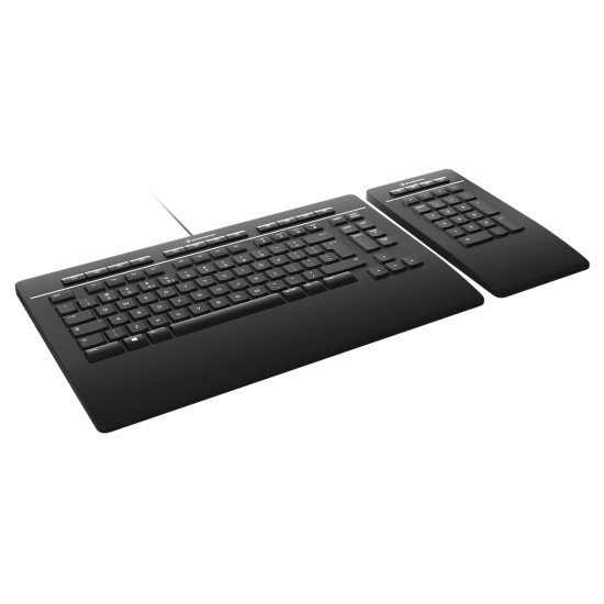3Dconnexion Keyboard Pro with Numpad clavier USB + RF Wireless + Bluetooth AZERTY Français Noir
