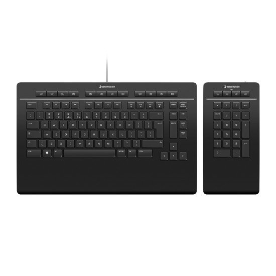 3Dconnexion Keyboard Pro with Numpad clavier USB + RF Wireless + Bluetooth AZERTY Français Noir