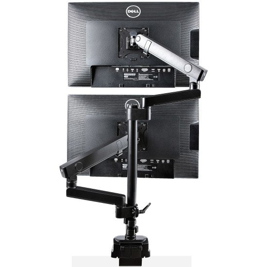 StarTech.com Support Double Écran PC - Bras Double Moniteur VESA - 32" 8kg - Empilables Verticalement - Porte 2 Écrans Hauteur Réglable/Articulé - Fixation Pince/œillet