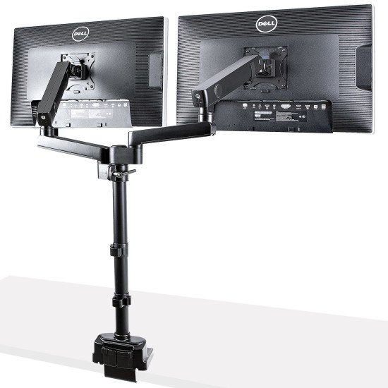 StarTech.com Support Double Écran PC - Bras Double Moniteur VESA - 32" 8kg - Empilables Verticalement - Porte 2 Écrans Hauteur Réglable/Articulé - Fixation Pince/œillet