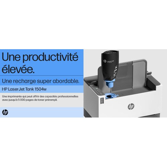 HP LaserJet Imprimante Tank 1504w, Noir et blanc, Imprimante pour Entreprises, Imprimer, Format compact; Éco-énergétique; Wi-Fi double fréquence