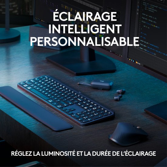 Logitech MX Keys S Combo clavier Souris incluse RF sans fil + Bluetooth AZERTY Belge Graphite